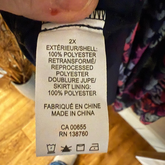 Addition Elle Navy and Pink Floral Long Sleeve Dress - Picture 5 of 6